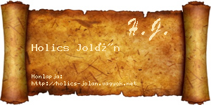 Holics Jolán névjegykártya